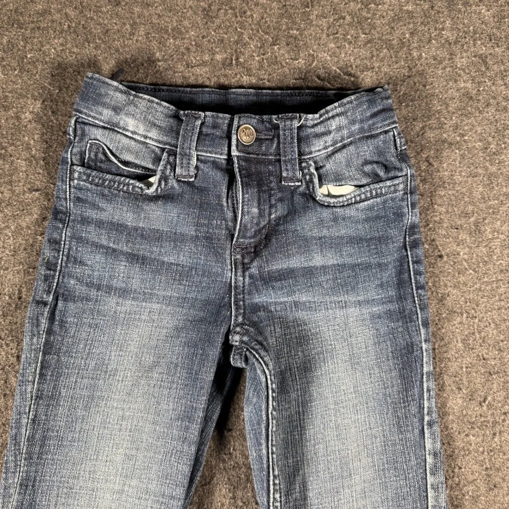 Wrangler Girls Slim Fit Bootcut Jeans Blue Medium Wash Adjustable Waist 8 Slim